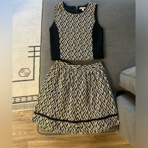 Ella Moss Black & Tan Two Piece Shirt/Skirt Set